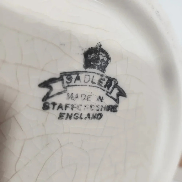 VTG Sadler 1970s Teapot Off  White/Brown/Yellow/Rust Color With Gyometric Design - Picture 5 of 9